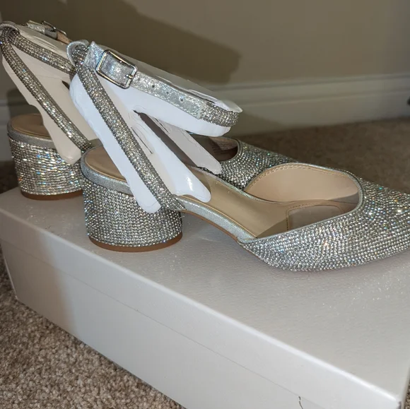Alex Marie Brinley Rhinestone Round Heel Pumps, Size 5.5, Color Silver - Picture 6 of 13